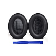 SoloWIT Earpads Ear Cushions Replacement Supports Bose Quiet Comfort 35 &amp; 35ii (QC35 &amp; QC35ii) Headphone Pads Sound Isolation Soft Leather High Density Foam (Black)