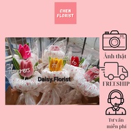 [Real photo] Bundle of 1 velvet flower with cellophane bow and meaningful lettering as a handmade Ch