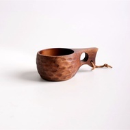 Acacia Wood Cup with Handle, Handy Cup, Milk Cup, Coffee Cup, Wooden Nordic Finland Cup, Outdoor Cam