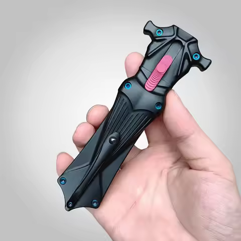 Mermaid High-quality Damascus Blade Aluminum Handle Pocket Knife Outdoor Camping Fishing Hunting OTF