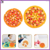 🍳 2Pcs Orange Plastic Round Pizza Replica Toys for Childrens Kitchen Play 16X6.3X1.1In