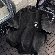 COD Oversized 100% pure cotton oversized deep black retro hip-hop style men's and women's T-shirt