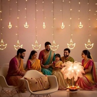 Deepavali LED Curtain Light Happy Diwali Fairy Light 4M 8 Modes Diwali Icicle LED Curtain Light Wate