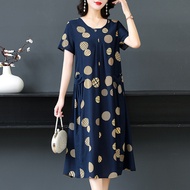 New women's mid-length dress 100kg plus-size dress for mothers 8B2U
