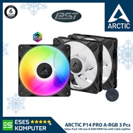 ARCTIC P14 PRO A-RGB BLACK Fan 3 Pcs Value Pack | 140mm 14cm High Speed PWM Fan Case | 3 Pack