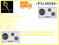 FUJIOH FH-GS5035 SVSS GAS HOB WITH 3 DIFFERENT BURNER SIZE / FREE EXPRESS DELIVERY