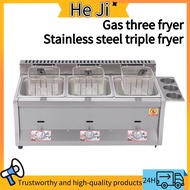 Stainless steel deep fryer three fried basket deep fryer gas kitchen appliances gas deep fry