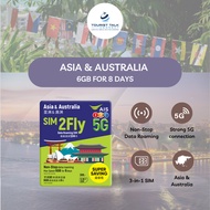[SG READY STOCK] AIS SIM2FLY 5G Data Roaming SIM Card: Asia & Australia Coverage | 6GB/8 Days | 3-in