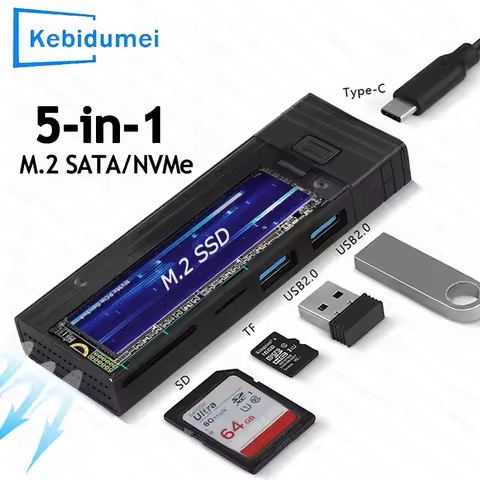 USB C HUB M.2 NVMe NGFF SSD Enclosure 5-in-1 Type C HUB Dock With Disk Storage Function SD TF Card R