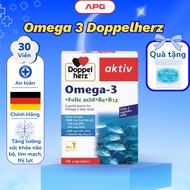 Omega 3 Doppelherz - Brain, Eye, Vision Enhancement Pills, Folic Acid, B6, B12 (Box of 30 Pills)