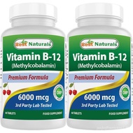 Vitamin B12 Metionin Asli Premium (Metil B12), 6000 Mikrogram 60 Tablet Kunyah (60 Tablet (2 Pek))