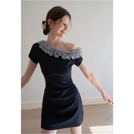 [Pre-Order] EGGKA : Ruffle Neck Mini Dress