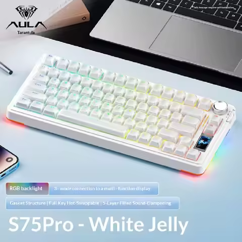 AULA S75 Pro Mechanical Keyboard Tri Mode Wireless Bluetooth Hot Swappable Rgb Backlight Custom Gami