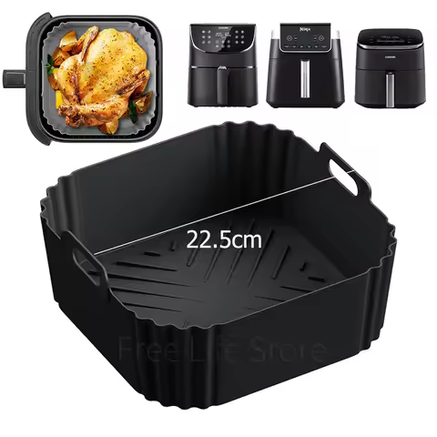 Square Silicone Air Fryer Liners for Ninja AF141 AF140 AF181 AF180 Reusable Baking Basket for 5-8QT