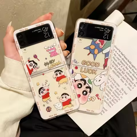 Cute cartoon dinosaur Crayon Shin-chan Superman shockproof Folding For Samsung Z Flip 3 4 5 6 7 Japa