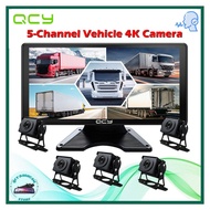 QCY 4K Ultra HD 10.1 DVR Monitor 5 Split Screen with 5 Camera Vehicle Dash Cam AHD Camera Monitor