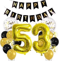Gold 53th Party Balloon Decorations Gold for Girls Boys XXL Happy 53th Birthday Banner Number 53 Foi