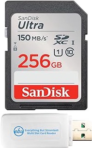 SanDisk Ultra 256GB SDXC Memory Card Works with Panasonic Mirrorless Camera Lumix DC-S5IIX and Lumix DC-S5II (SDSDUNC-256G-GN6IN) C10 Bundle with 1 Everything But Stromboli 3.0 Micro &amp; SD Card Reader
