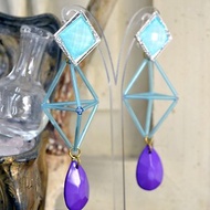 TIMBEE LO 藍色玻璃管串珠 幾何立體形狀耳環
