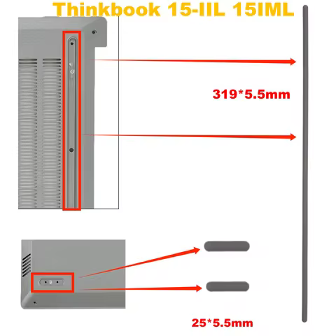 Rubber Feet For Lenovo ThinkBook 15 15-IIL 15-IML ONE SET Plastic Laptop Rubber repair Gray 319*5.5*