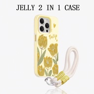 GANTUNGAN Yellow Jelly 2 In 1 Yellow Tulip Flower Hanging Strap Case Xiaomi 15T Pro C75 C71 C85 C65 