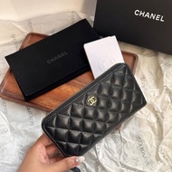 中古包 Chanel 香奈兒 魚子醬長銀包 完整套裝