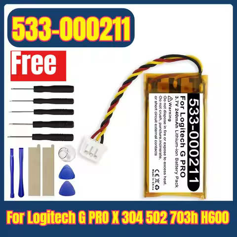 533-000211 521630 533-000071 Battery for Logitech G PRO X 304 502 703h H600 Bluetooth Headset 3-wire
