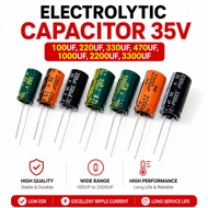 ELECTROLYTIC CAPACITOR 35V Available Values: 100UF, 220UF, 330UF, 470UF, 1000UF, 2200UF, 3300UF