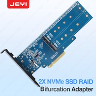 อะแดปเตอร์ PCIe NVMe คู่ JEYI M.2 NVMe SSD ไปยัง PCI-e 4.0 X8/X16การ์ดรองรับ M.2 (M Key) NVMe SSD 22