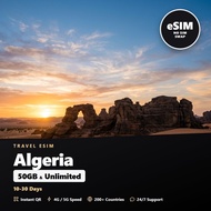 Algeria Travel eSIM 50GB & Unlimited 10-30 Days Prepaid Internet Plan
