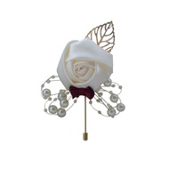Corsage Jas Yang Halus Boutonniere Wedding Bunga Jas Pin Jas Flowers Ribbon Satin