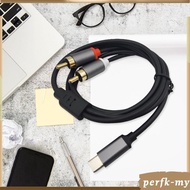 [PerfkMY] Type-c to Double RCA Male Cable USB C AUX Cable Cable Anti Interference Audio AUX Adapter 