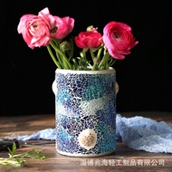 Nordic Fresh Mosaic Glass Vase Decoration Hydroponic Green Dill Living Room Dining Table Model Room 