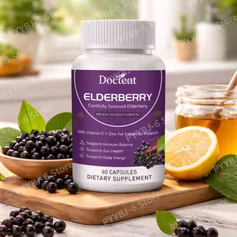 Elderberry Capsules Daily Balance Wellness Support Formula Immune Aid Vegetarian Dietary Supplement 
