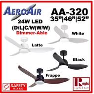 $299 Basic Install AEROAIR AA320 Dimmable LED DC Motor Ceiling Fan 35/46/52in 24W LED 3Tone Great Wi