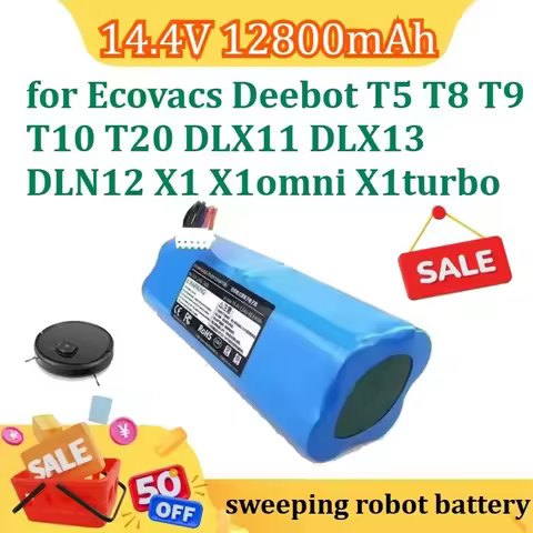 New 14.4V 12800mAh Battery for Ecovacs Deebot T5 T8 T9 T10 T20 DLX11 DLX13 DLN12 X1 X1omni X1turbo S