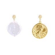 Denni Mismatched Coin Pearl Earrings
