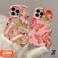 Compatible for IPhone 15 Pro Max IPhone 11 IPhone 14 Pro Max IPhone 13 Pro Max IPhone 12 Pro Max IPhone 7 Plus IPhone 8 Plus Oil painting flower butterfly anti-fall TPU mobile phon