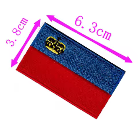 Liechtenstein Country Flag Embroidery Patch 6.3cm Wide Iron On Sew On Backing