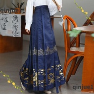 CROFY  Chinese Hanfu Skirt, Weaving Gold/silver Craft Landscape Pattern Improved Hanfu Skirt, Fashionable Waist Design Chinese Tailoring Ming Dynasty Hanfu Skirt Girls