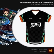 Demon Slayer - Tanjiro Kamado | Sublimation Jersey, T-Shirt &amp; More Design Template | Adobe Illustrator