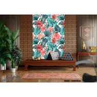 wallpaper dinding custom 3d motif bunga daun