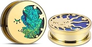'ERKUOO 2PCS Sun Moon Ear Gauges Screw Ear Tunnels Plugs Flesh Stretchers Piercing Earrings Hangers 