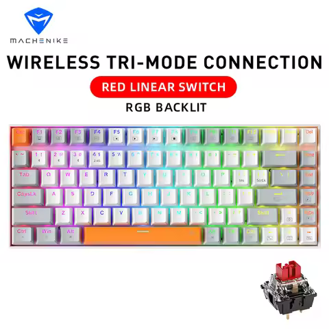 Machenike K500A-B84 Mechanical Keyboard 75% TKL Hot-Swappable Tri-Mode Wireless Gaming Keyboard RGB 