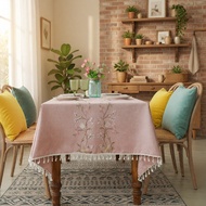 New Embroidery Embroidery Table Cloth Fabric Cotton Linen Simple Ins Rectangular Table Cloth Coffee 