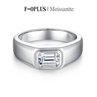 F-OPLUS | D-color 1ct Real Moissanite Ring for Men with Certificate Platinum plated 925 Silver Engag