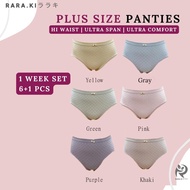 (SET 7 PCS) RARAKI PSP U-SPAN CC 387 Women Plus Size Panties (Est: 110-180 kg) Memeri Stretchable Ma