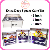 Aluminium Extra Deep Square Cake Mould Tin (HM) - 6/7/8 Inch / Loyang Segi-Empat Kek Tin