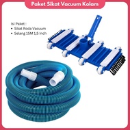 Swimming Pool Vacuum Hose and Pool Brush Package 8 Wheels Swimming Pool Cleaner