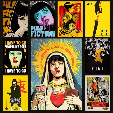 Classic Movie Kill bill Film Poster Self-adhesive Art Waterproof Paper Sticker Coffee House Bar Room